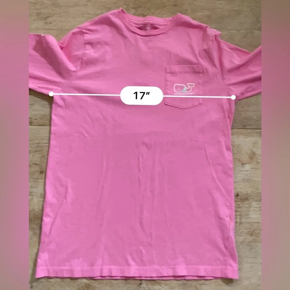 Vineyard Vines Girls’ Sz L (16) Cutty Pink‎ Cookie Whale Long Sleeve Pocket Tee